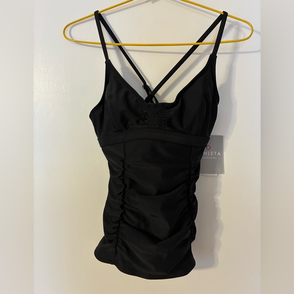 Athleta Women’s Size 32B/C Black Ruched Swimsuit Top